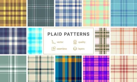 Traditional plaid pattern bundle inspired by classic womens shirts. Timeles.. Illustrazione stock