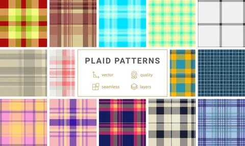 Traditional plaid pattern bundle for planners journals. Structured tartan p.. Stock Illustration