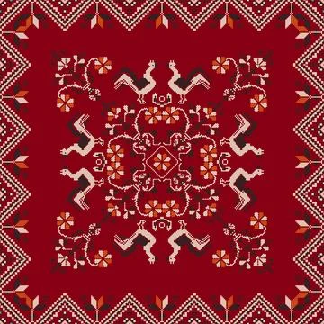 Traditional Polish embroidery vector pattern Illustrazione stock