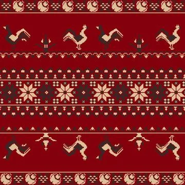 Traditional Polish embroidery vector pattern Stock Illustration