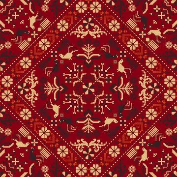 Traditional Polish embroidery vector pattern Stock Illustration