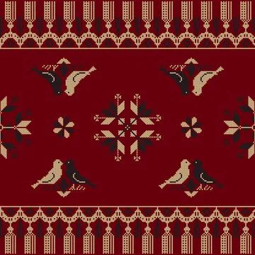 Traditional Polish embroidery vector pattern Stock Photos