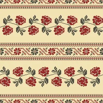 Traditional Polish embroidery vector pattern Stock Photos