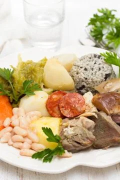 Traditional portuguese dish cozido a portuguesa Stock Photos