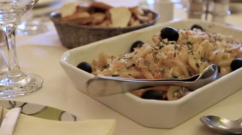 Traditional portuguese dish - fried codfish with onion. Stock Footage 63395772