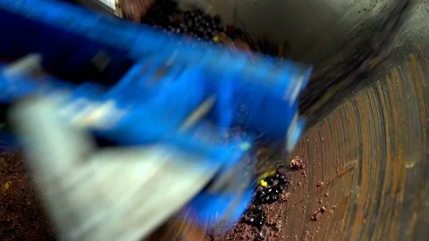 Traditional process of extraction of Extra Virgin Olive oil with granite stones. Stock Footage 93410163