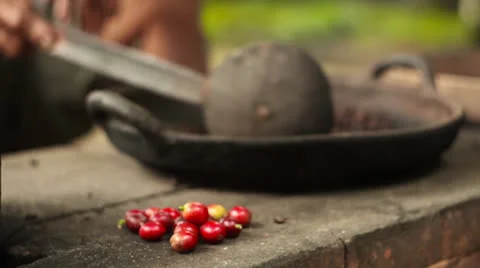 Traditional process of fry coffee beans. Stock Footage 26222272