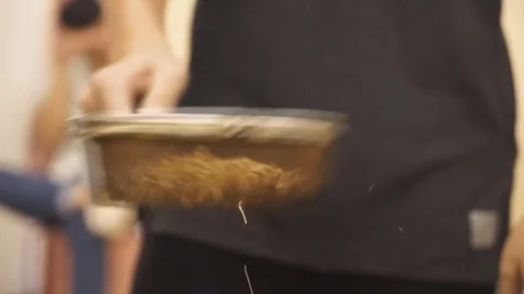 Traditional process of fry coffee beans in pan, 스톡 동영상 77292903