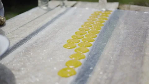 Traditional Process Of Making Dried Mango Paste In A Rural Village 01 Stock Footage 333234583
