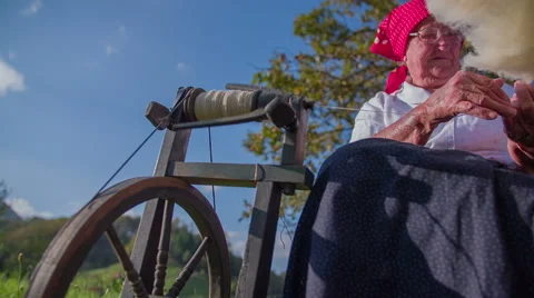 Traditional processing the wool Stock Footage 48187347