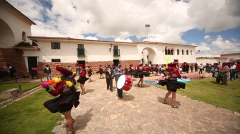 Traditional procession Andes of Peru Stock Footage 60602717