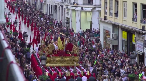 Traditional processions of Easter in Malaga, Spain Stock Footage 57523612