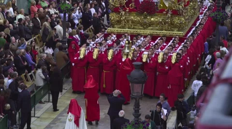 Traditional processions of Easter in Malaga, Spain Stock Footage 57524038