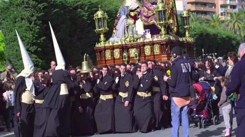 Traditional processions of Easter in Malaga, Spain Stock Footage 57524226