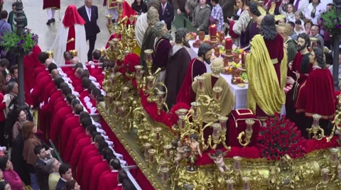 Traditional processions of Easter in Malaga, Spain Stock Footage 57524911