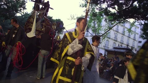 Traditional processions of Easter in Malaga, Spain Stock Footage 57525090