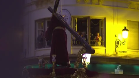 Traditional processions of Easter in Malaga, Spain Stock Footage 57525244