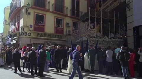 Traditional processions of Easter in Malaga, Spain Stock Footage 57525309
