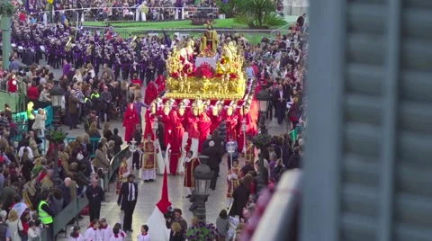Traditional processions of Easter in Malaga, Spain Stock Footage 57525964