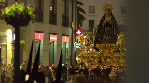 Traditional processions of Easter in Malaga, Spain Stock Footage 57526008