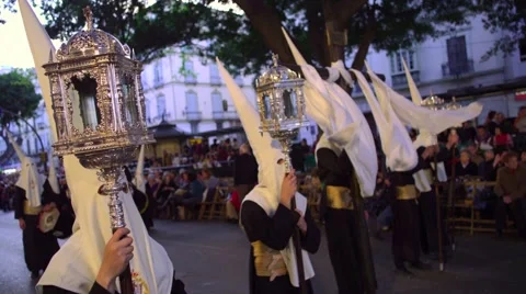 Traditional processions of Easter in Malaga, Spain Stock Footage 57526365