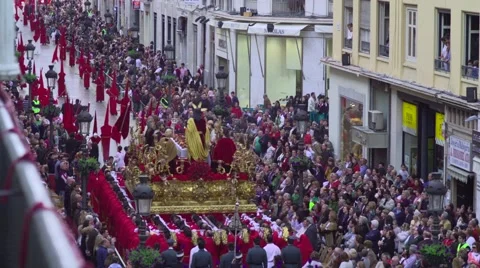 Traditional processions of Easter in Malaga, Spain Stock Footage 57526977