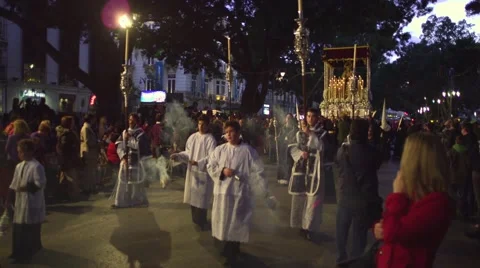 Traditional processions of Easter in Malaga, Spain Stock Footage 57528222