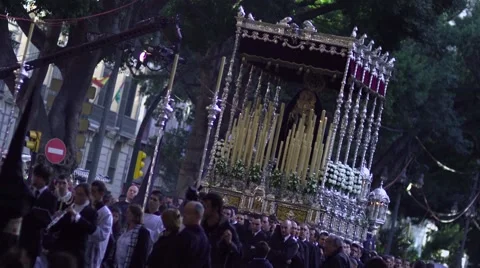 Traditional processions of Easter in Malaga, Spain Stock Footage 57528594