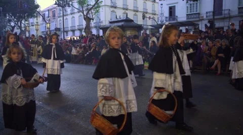 Traditional processions of Easter in Malaga, Spain Stock Footage 57528783