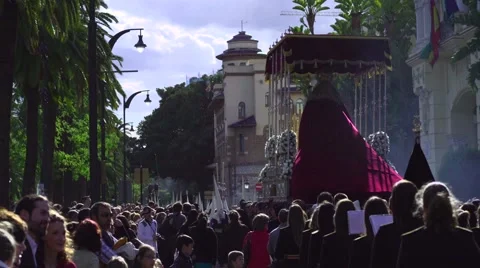 Traditional processions of Easter in Malaga, Spain Stock Footage 57529025
