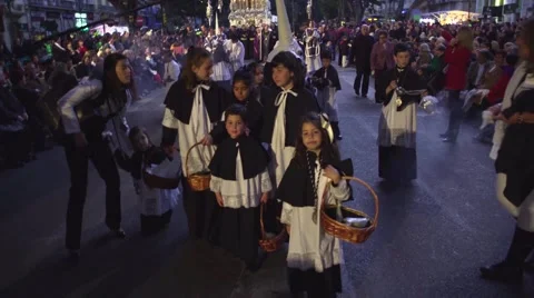 Traditional processions of Easter in Malaga, Spain Stock Footage 57529906