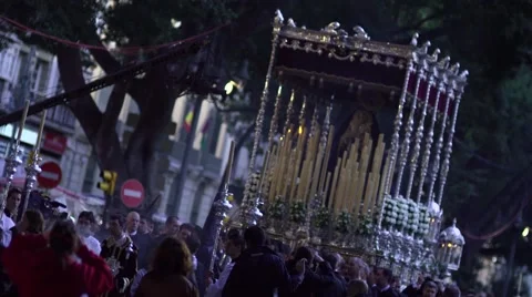 Traditional processions of Easter in Malaga, Spain Stock Footage 57530306