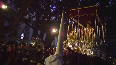 Traditional processions of Easter in Malaga, Spain Stock Footage 57530537