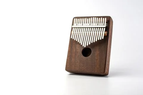 Traditional, rectangular kalimba on a white background Stock Photos