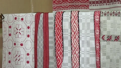 Traditional red and black patterns from the countryside Video stock 106775237