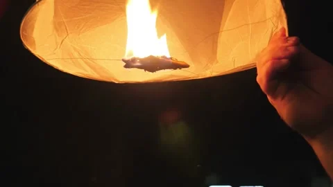 Traditional release of sky lanterns during the festival night Video stock 272181206