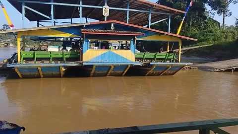 Traditional River Ferry on Katingan River, Central Kalimantan August 2026 Stock Footage 341155254