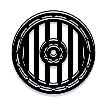 Traditional round shield with striped pattern illustration Stock Illustration