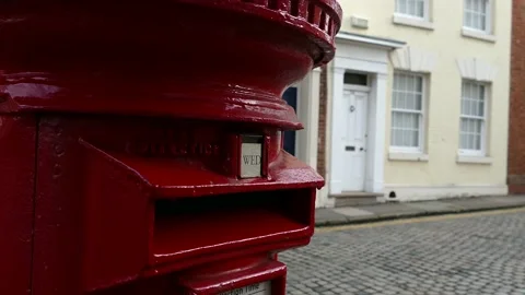 Traditional Royal Mail red post box. Stock Footage 138743038