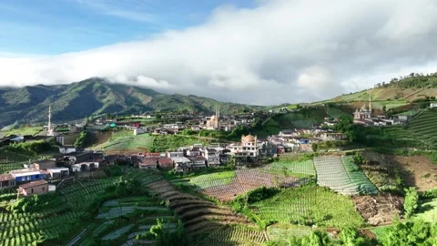 Traditional Rural Life in the Mountains of Java from Above Stock-Footage 309173152