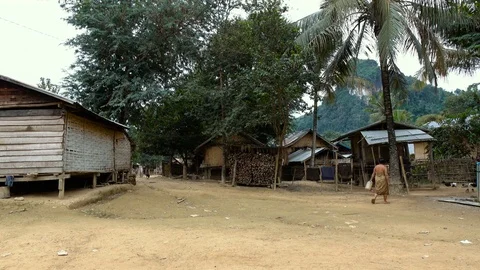 Traditional rural wooden house Stock Footage