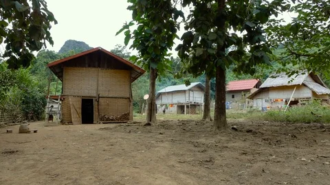 Traditional rural wooden house Stock Footage