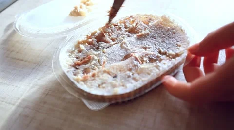 Traditional russian aspic with meat served Stock Footage 52363754