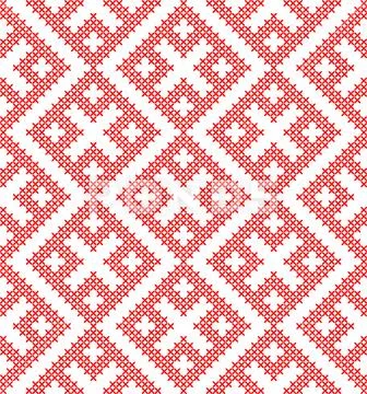 Traditional Russian ethnic seamless ornament embroidered cross-stitch. Stock Illustration