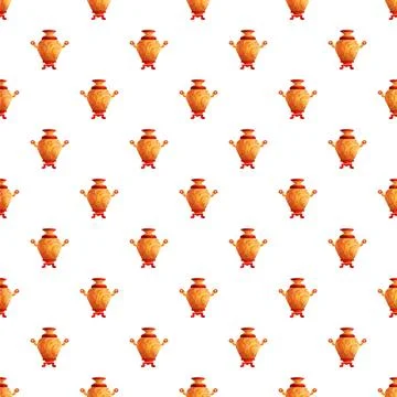Traditional russian samovar seamless pattern design background Stock Illustration