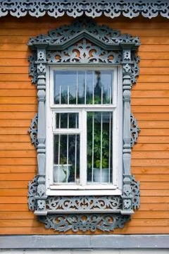 Traditional russian window Stock Photos