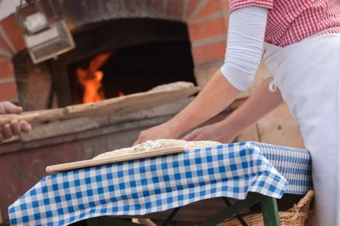 Traditional Rye flour bread cooked on site during the "Speckfest" celebration Stock Photos