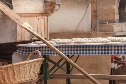Traditional Rye flour bread cooked on site during the "Speckfest" celebration Stock-Fotos