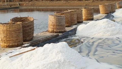 Traditional salt making Stock Photos
