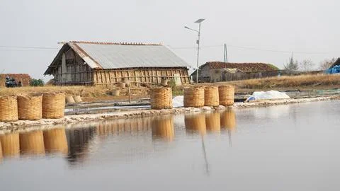 Traditional salt making Stock Photos